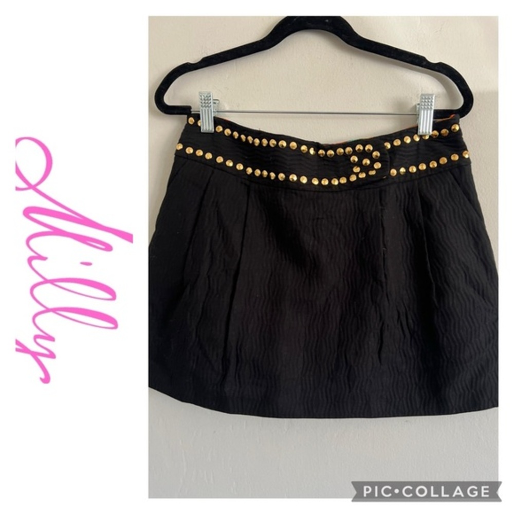 Milly of New York Vintage Quilted Mini Skirt Black Sz6